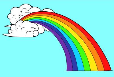 Colored version: Rainbow with clouds