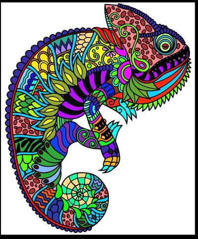 Inspiraatio: Kameleontti-mandala – yhteisön värittämä