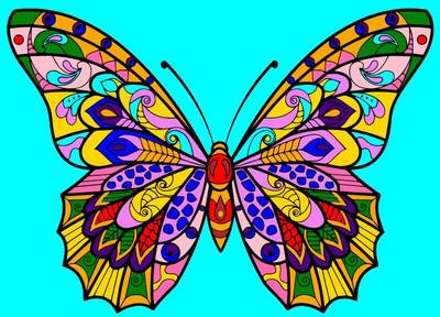 Idea: Perhonen kuvioilla – yhteisön jäsenen viimeistelemä