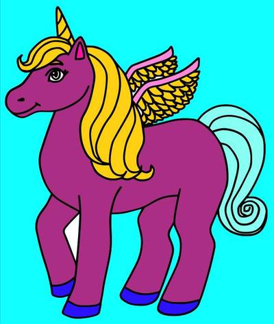 Inspiracja: Jednorożec ze skrzydłami – pokolorowana przez społeczność