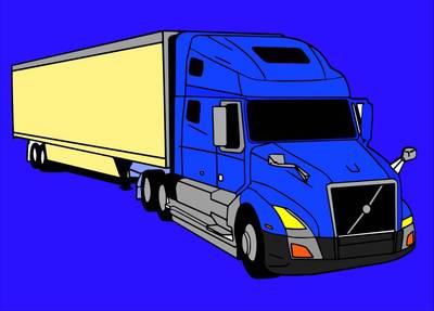 Colored version: Semi truck with trailer