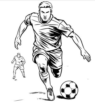 Ausgemalte Version: Fußballspieler