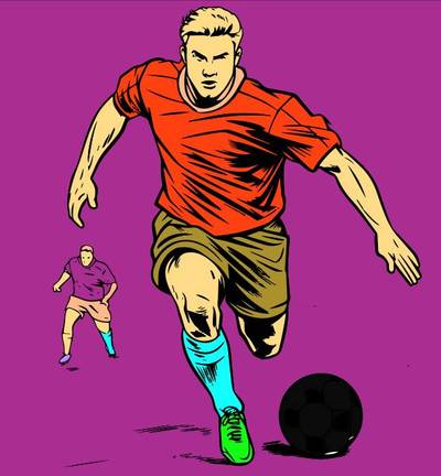 Ausgemalte Version: Fußballspieler