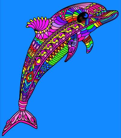 Inspiraatio: Delfiini mandala – yhteisön värittämä