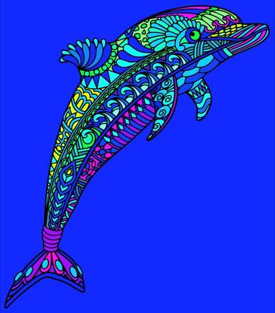 Idea: Delfiini mandala – yhteisön jäsenen viimeistelemä