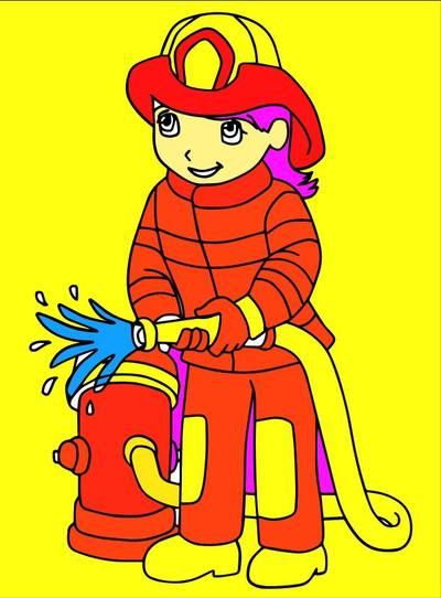 Idée : Coloriage pompier souriant – réalisé par un membre de Colomio