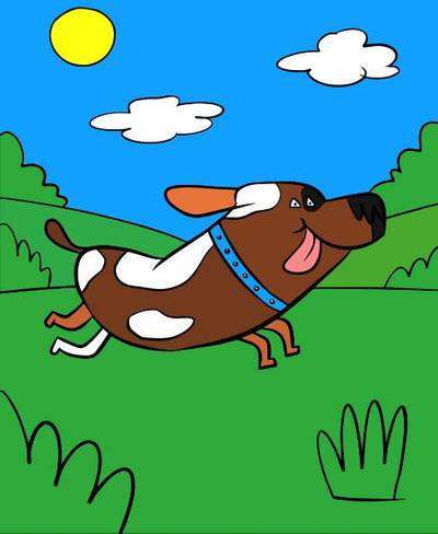 Ausgemalte Version: Rennender Hund