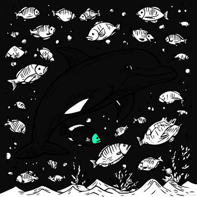 Idé: Delfin med fisk – fullført av et fellesskapsmedlem