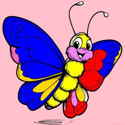 Ingekleurde versie: Cartoonvlinder