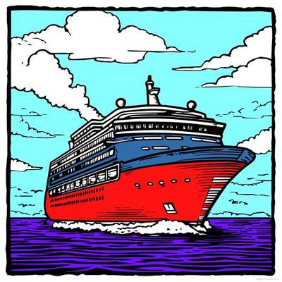 Colored version: Cruise ship sailing
