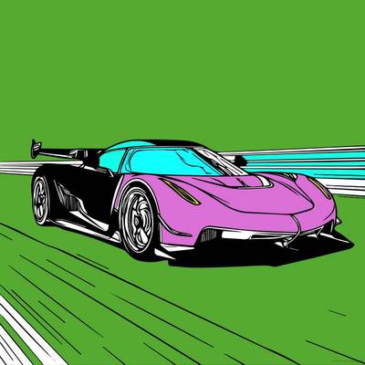 Wersja pokolorowana: Wysokowydajny samochód sportowy