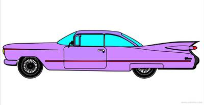 Wersja pokolorowana: Klasyczny samochód z lat 60 kolorowanki do druku