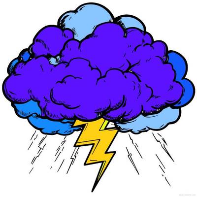 Ingekleurde versie: Stormwolk met bliksem