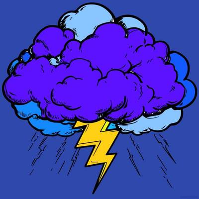 Ingekleurde versie: Stormwolk met bliksem