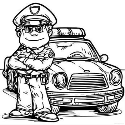 Fargelagt versjon: Tegneseriepolitibetjent scene