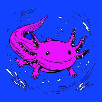 Ausgemalte Version: Lachender Axolotl
