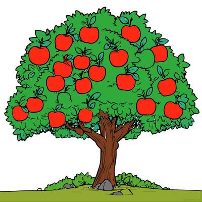 Versão colorida: Uma macieira vibrante.