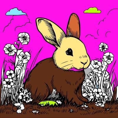 Väritetty versio: Pupu kukkakedolla