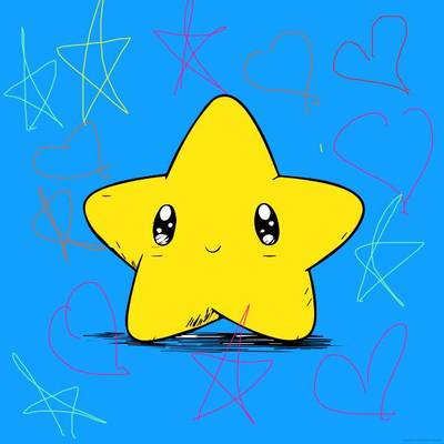 Färglagd version: Gullig stjärna