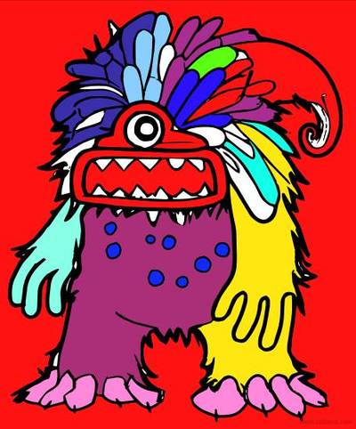 Version coloriée : Monstre avec un œil