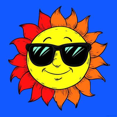 Väritetty versio: Iloinen aurinkohahmo