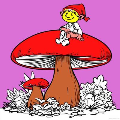 Fargelagt versjon: Alv på en sopp