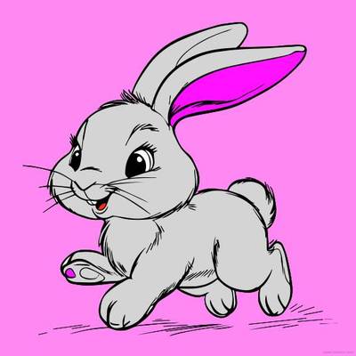 Versão colorida: Coelho feliz correndo