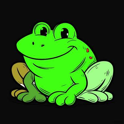 Ausgemalte Version: Fröhlicher Cartoonfrosch