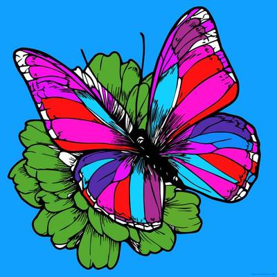 Colored version: Butterfly and flower design