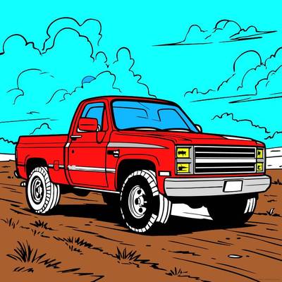 Ingekleurde versie: Klassieke pickup