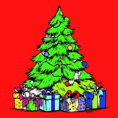 Versione colorata: Albero di Natale con regali