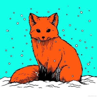 Farvelagt version: Ræv i sneen