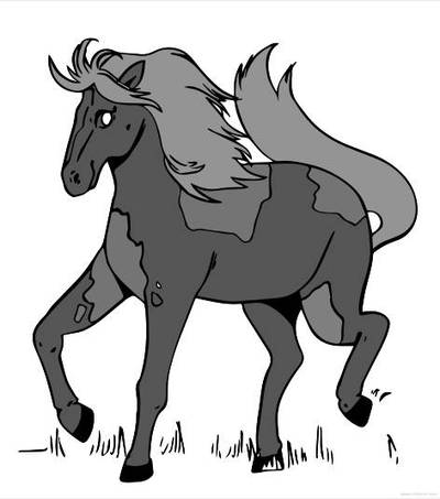 Farvelagt version: Travende føl