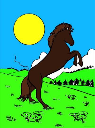 Farvelagt version: Stejlende hingst