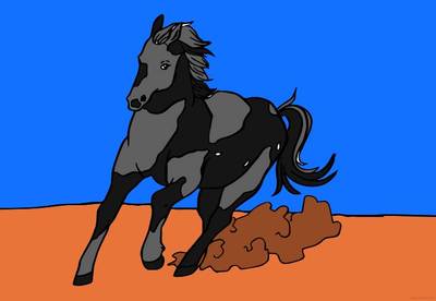 Farvelagt version: Hest i hurtig galop