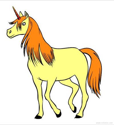 Farvelagt version: Smilende enhjørning