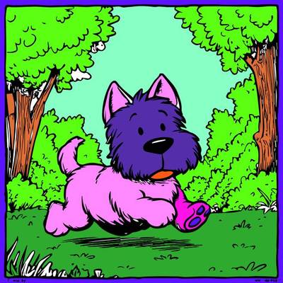 Farvelagt version: En glad hund i bevægelse