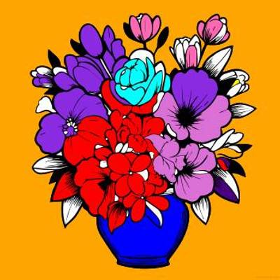 Wersja pokolorowana: Kolorowy bukiet kwiatów