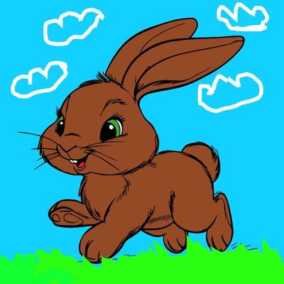 Versão colorida: Coelho feliz correndo