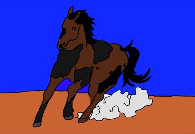 Colored version: Horse in fast gallop