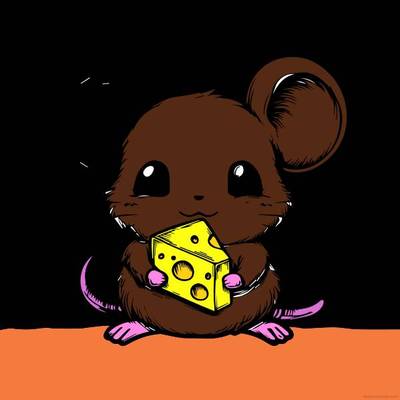 Versão colorida: Rato engraçado com queijo