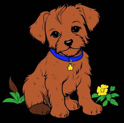 Colored version: Adorable puppy to color