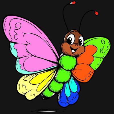 Version coloriée : Papillon cartoon