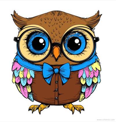 Version coloriée : Personnage de chouette adorable