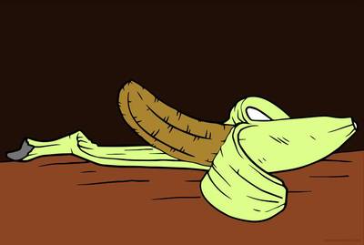 Versão colorida: Desenho de banana descascada para colorir e imprimir