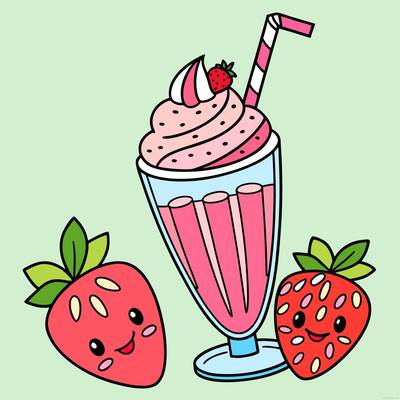 Färglagd version: Jordgubbsmilkshake glädje