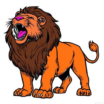 Wersja pokolorowana: Kolorowanka ryczący lew