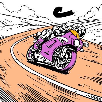 Colored version: Motorcycle racing fun
