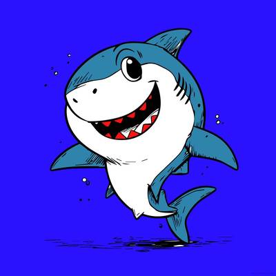 Versão colorida: Tubarão cartoon sorridente