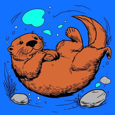 Versione colorata: Carina lontra che nuota